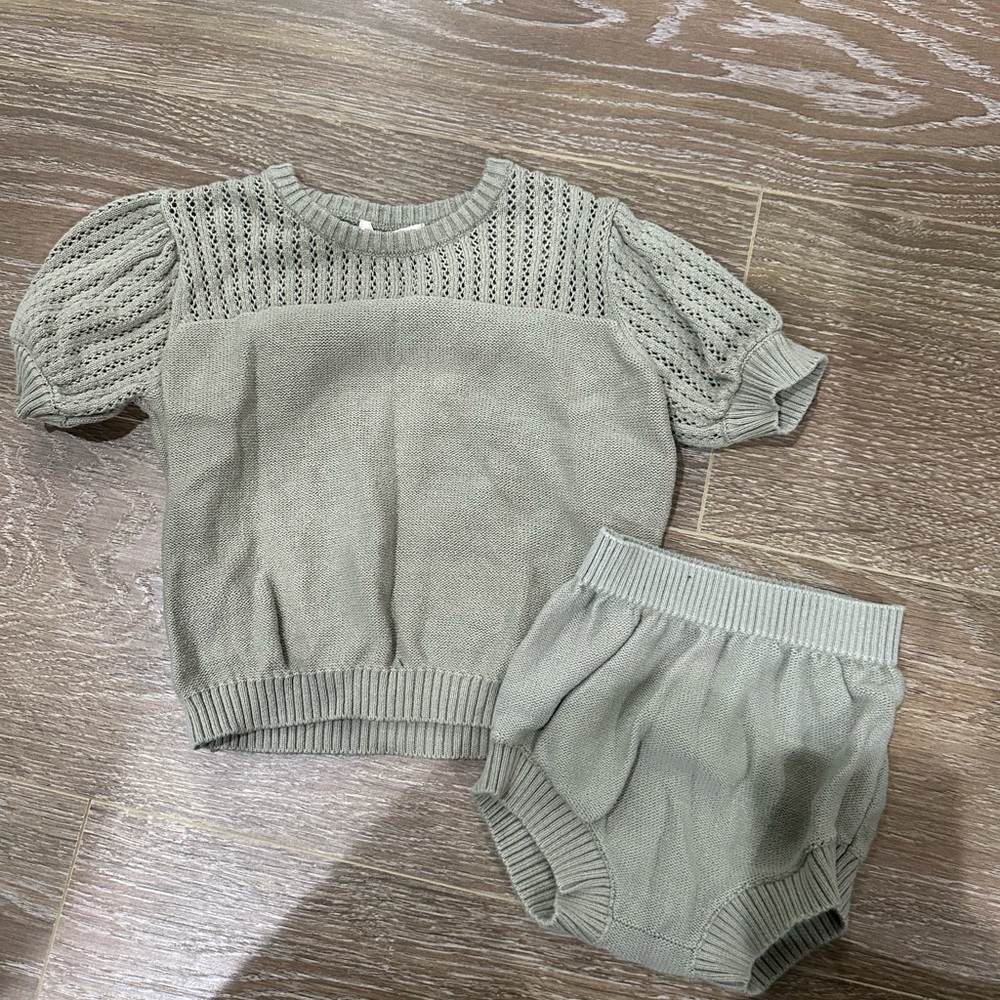 Quincy Mae Kids Matching Set in Sage Green
